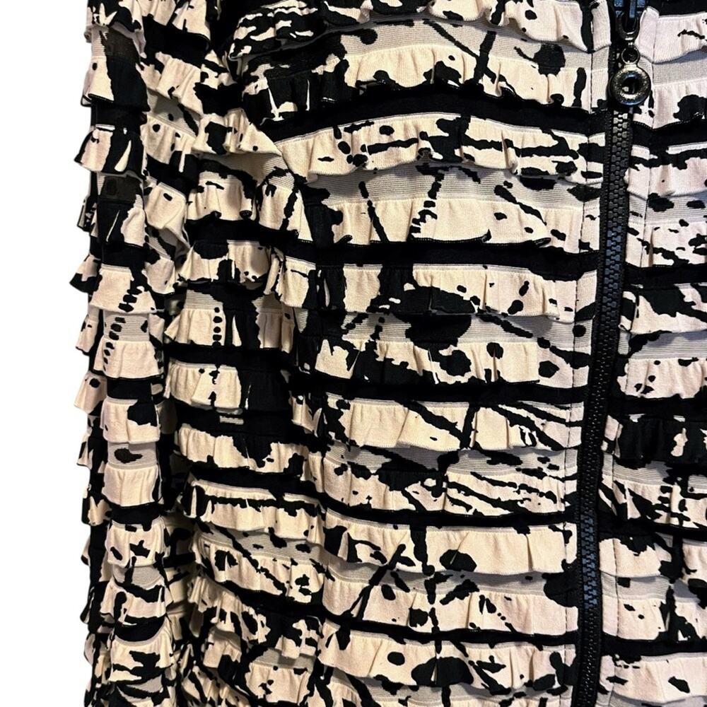 Joseph Ribkoff Jacket 14 Abstract Paint Print Ruffle Textured Zip Art to Wear - Picture 4 of 15